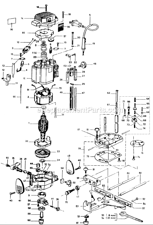 Page A Diagram and Parts List for 3338 Type 2 Black and Decker Router